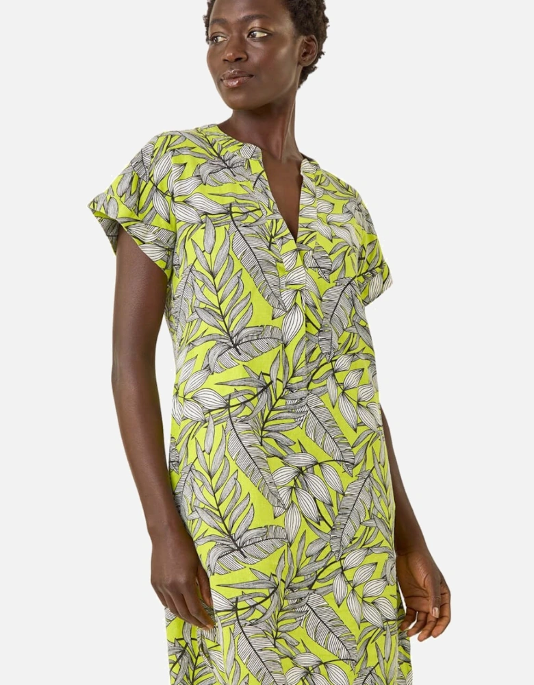 Tropical Linen Mix Shift Dress