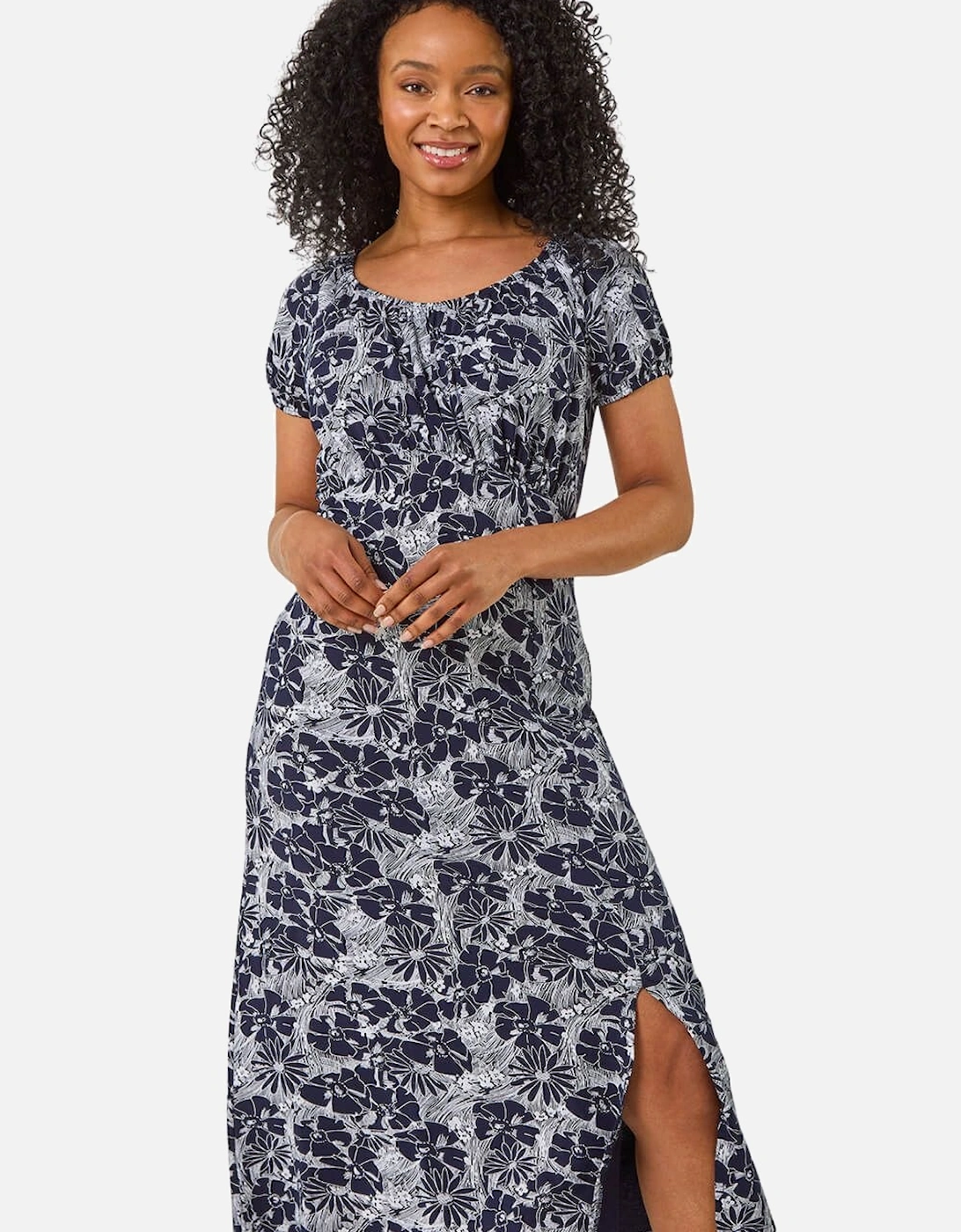 Petite Ditsy Floral Stretch Midi Dress, 2 of 1