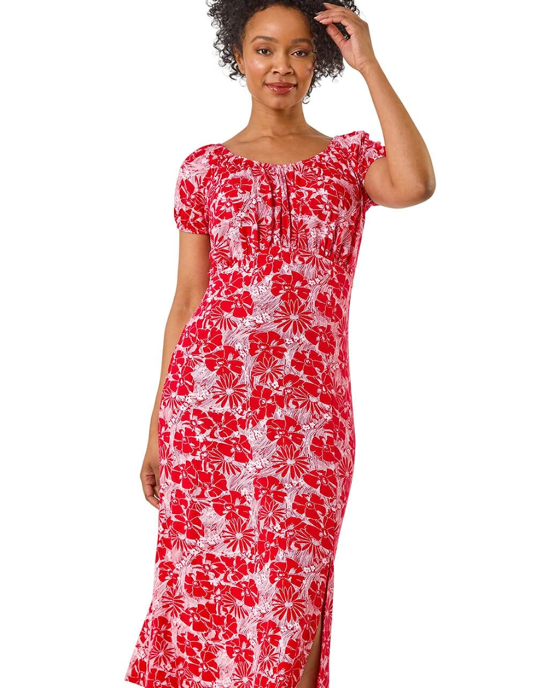 Petite Ditsy Floral Stretch Midi Dress, 2 of 1