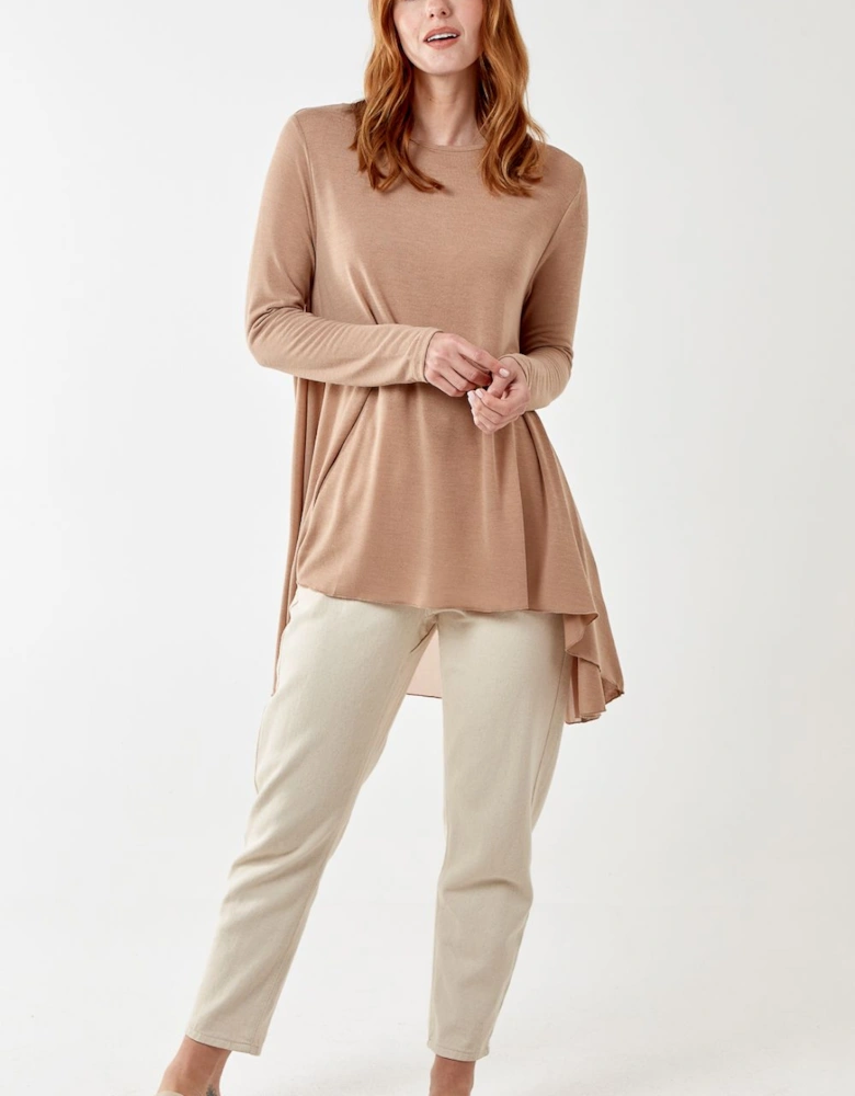 Dipped Hem Sheer Back Tunic
