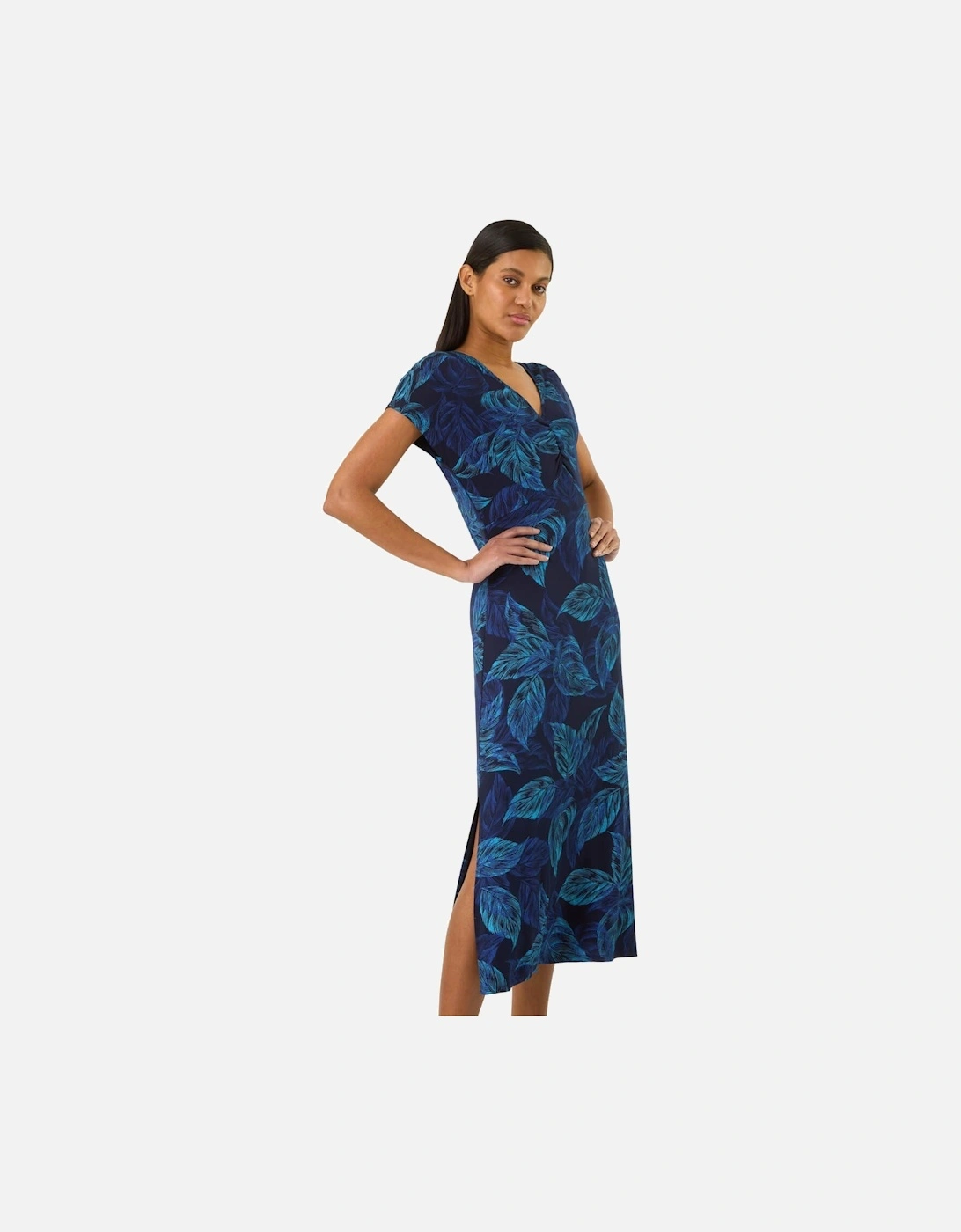 Leaf Print Ruched Midi T-Shirt Dress, 2 of 1