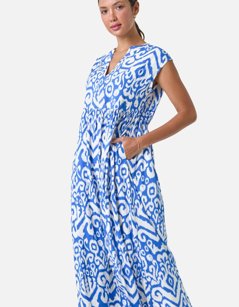 Aztec Print Midi Smock Dress