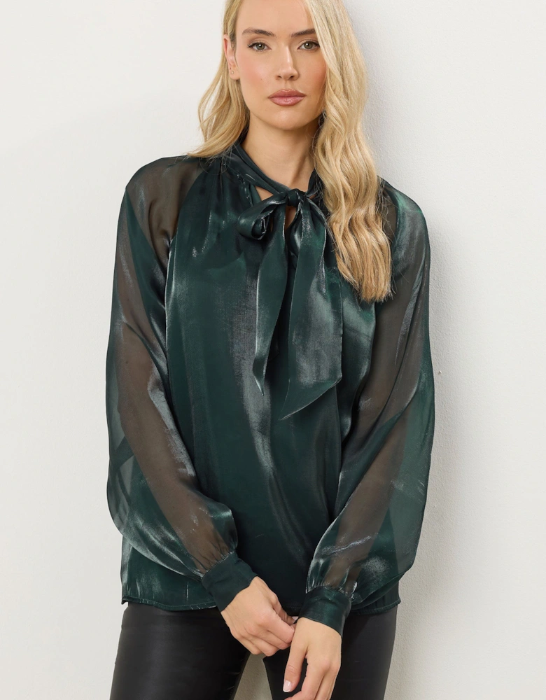Tall Organza Tie Neck Blouse