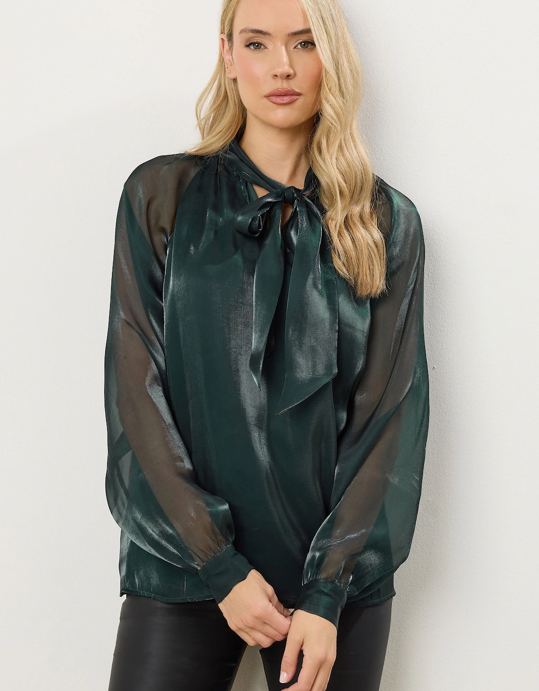 Tall Organza Tie Neck Blouse, 2 of 1