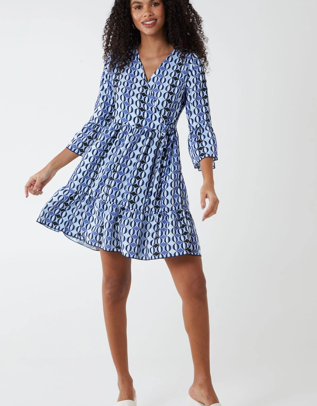 V Neck Smock Midi Dress, 2 of 1