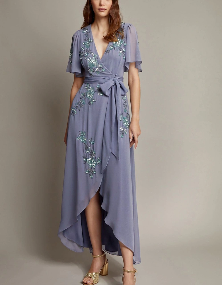 Sarah Floral Embellished Maxi Wrap Dress