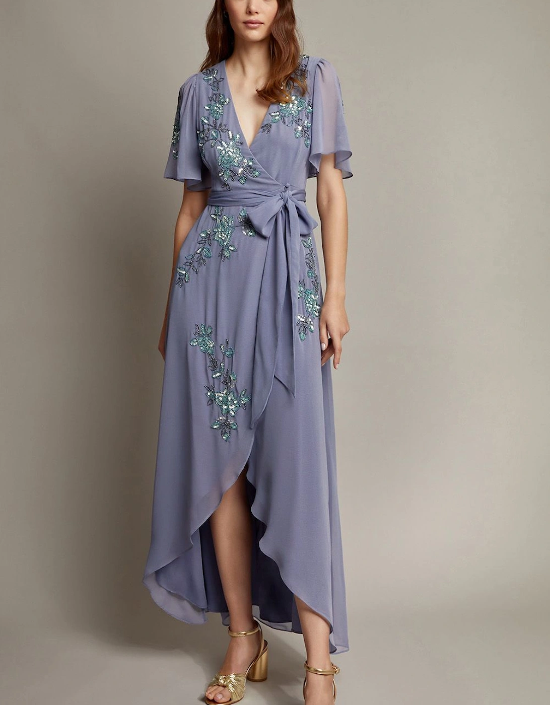 Sarah Floral Embellished Maxi Wrap Dress, 2 of 1