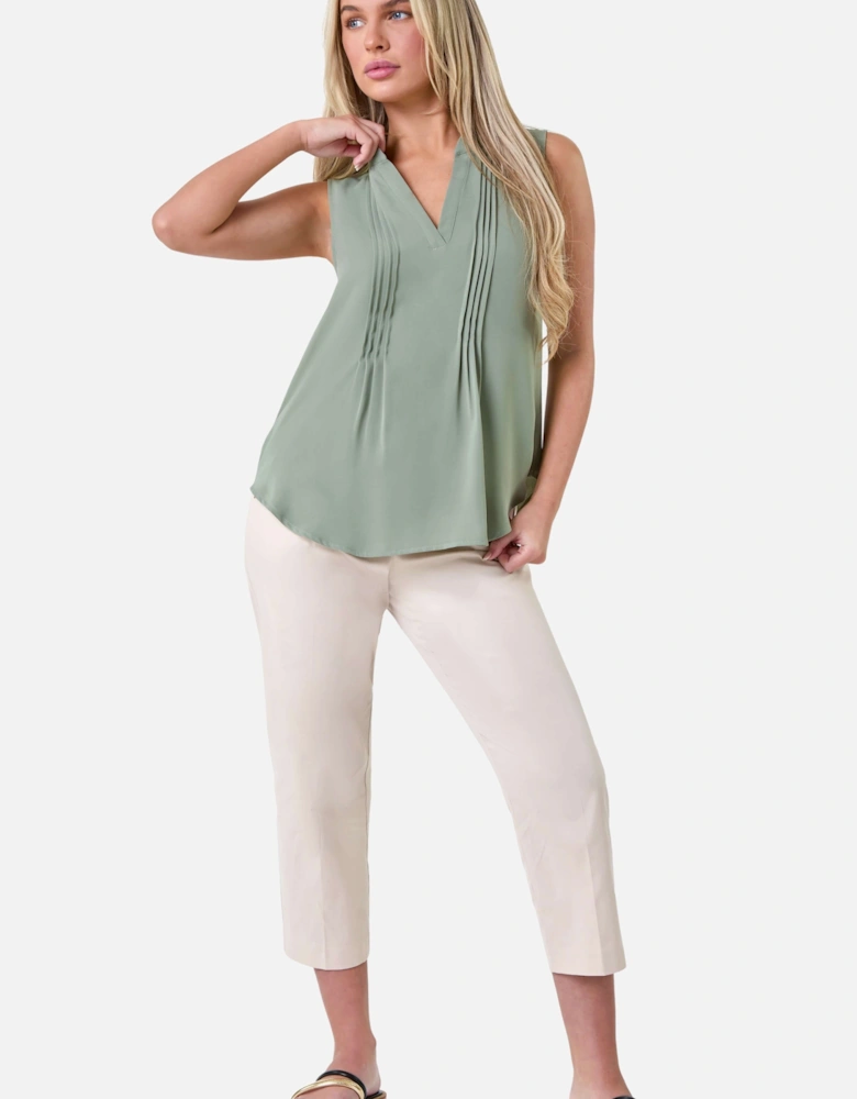 Petite Sleeveless Pleat Detail Top