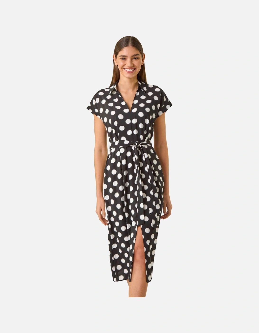 Spot Print Belted Midi Dress, 2 of 1