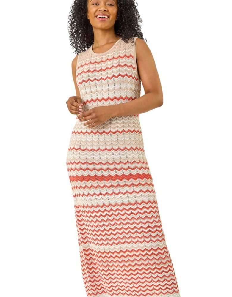 Petite Chevron Knitted Midi Dress