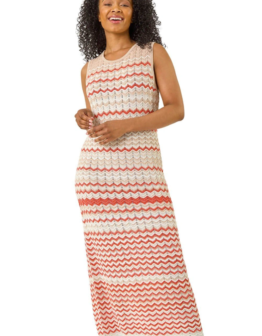 Petite Chevron Knitted Midi Dress, 2 of 1