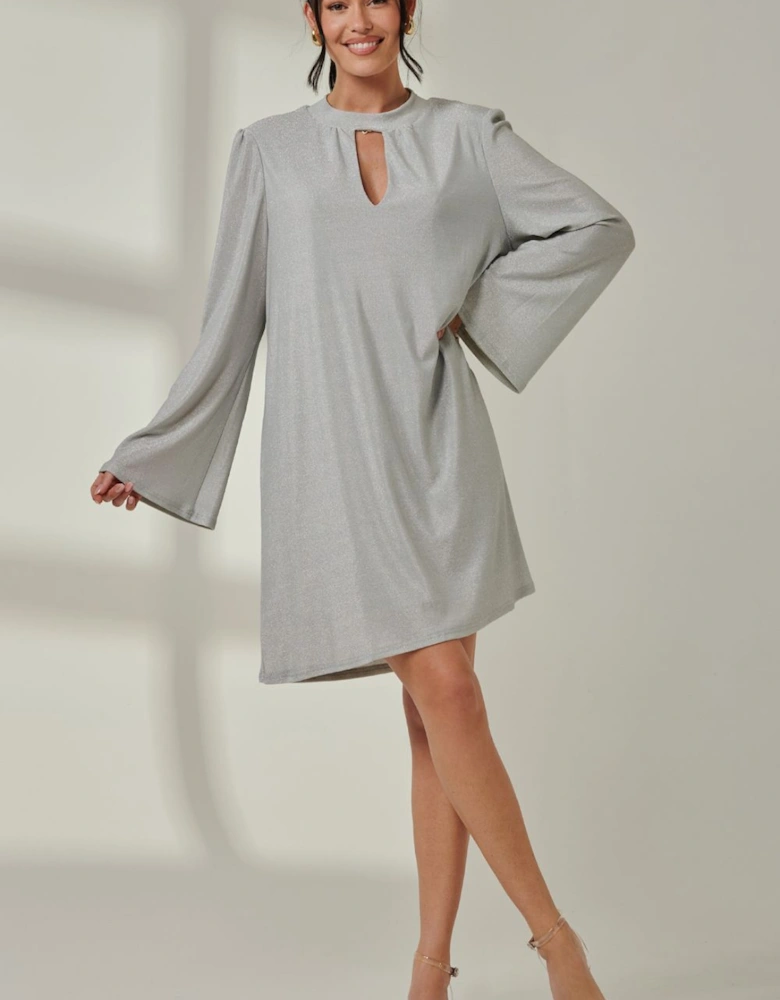Metallic Keyhole Detail Tunic Dress
