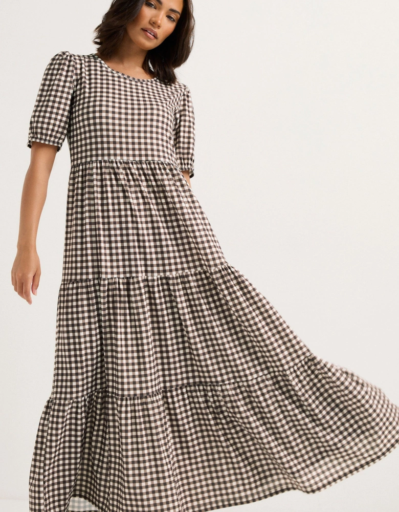 Petite Gingham Tiered Maxi Dress