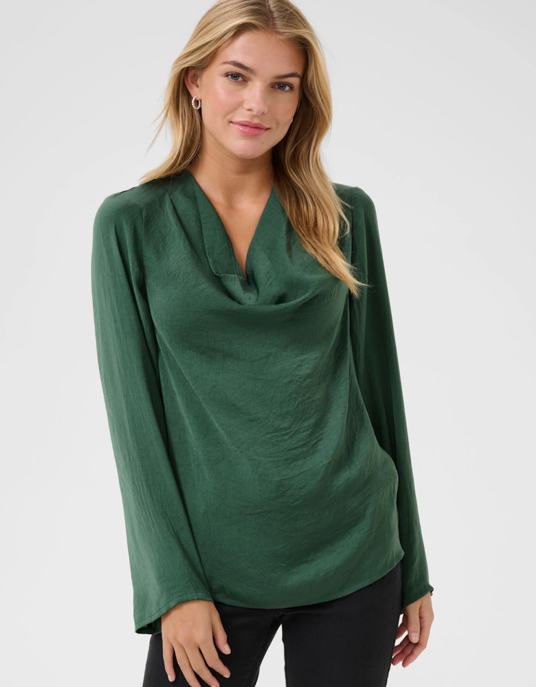 KAariel Cowl Neck Long Sleeve Blouse Plain