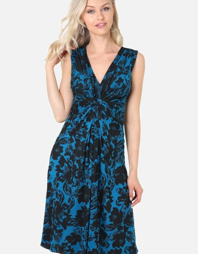 Bold Floral Print Knot Front Dress
