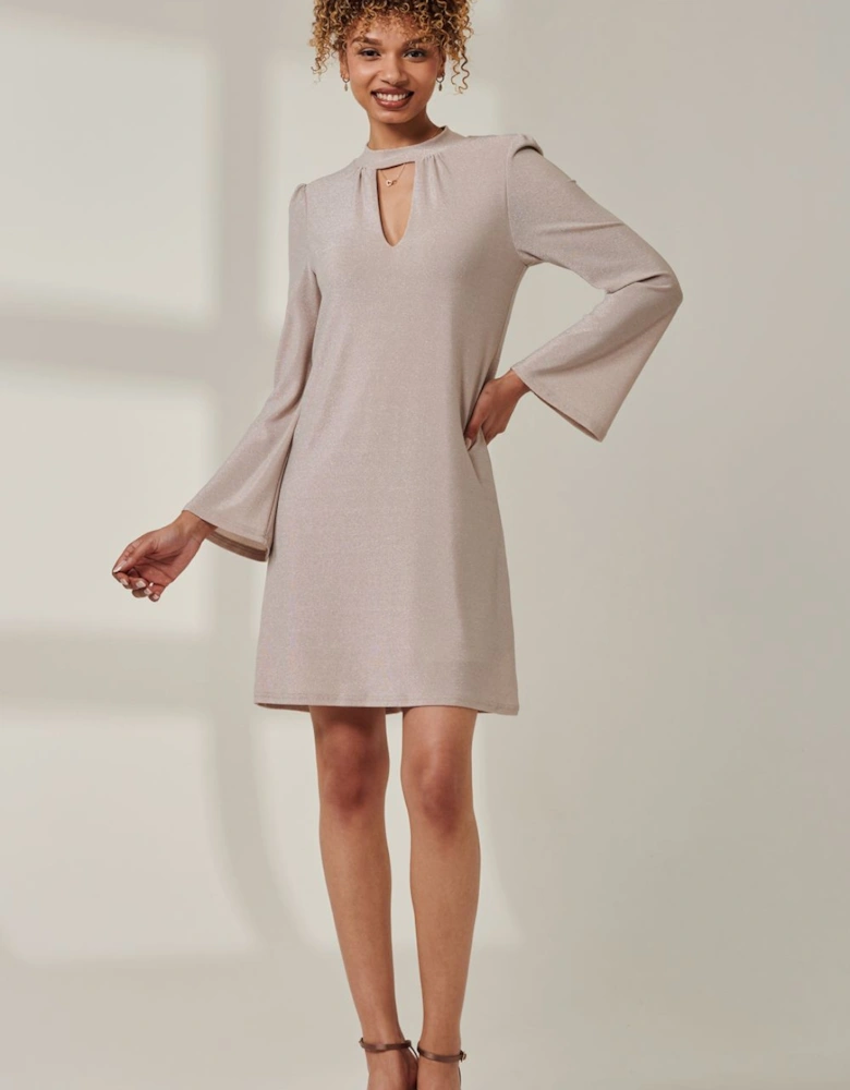 Metallic Keyhole Detail Tunic Dress