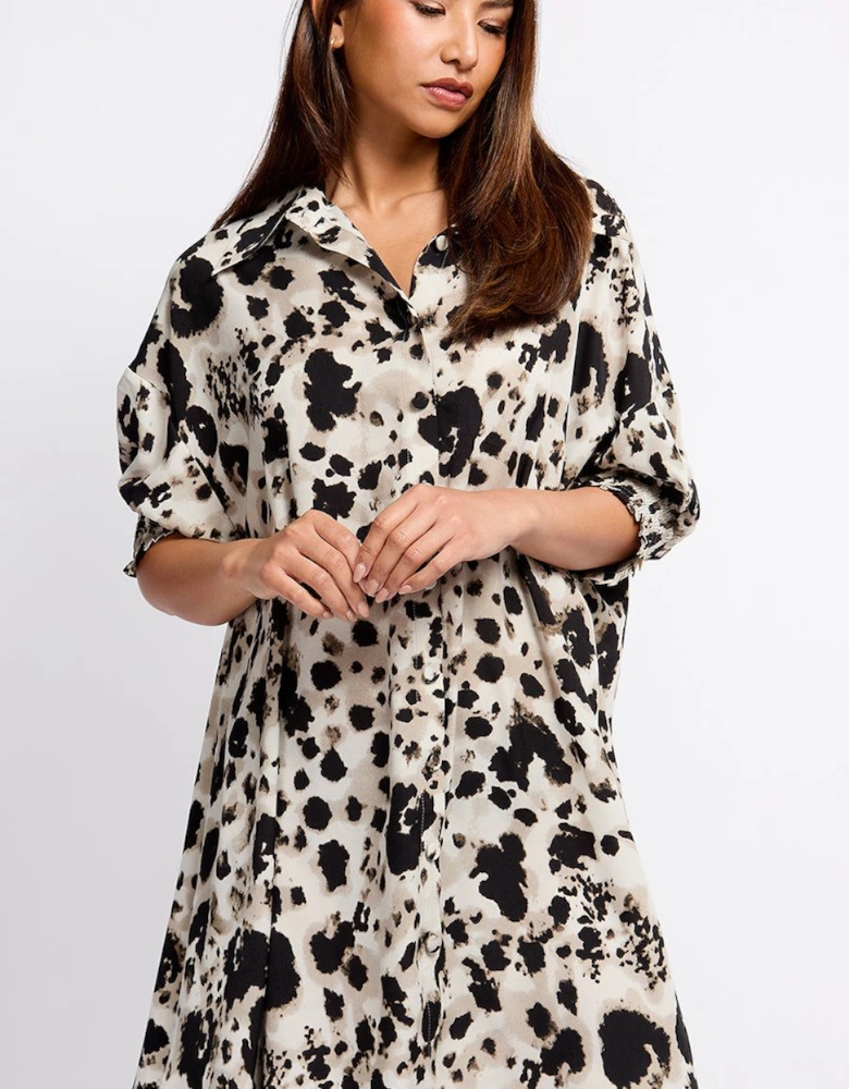 Animal Print Shirt Dress