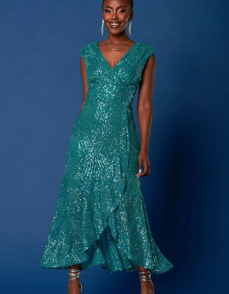Sequin High Low Hem Maxi Dress