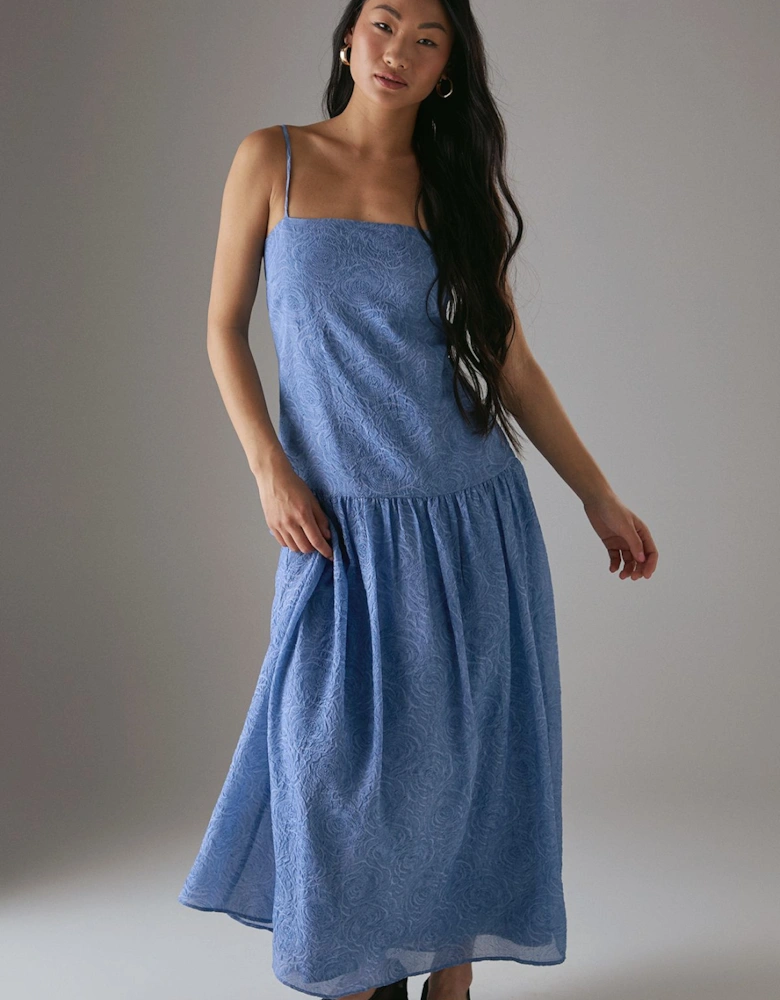 Petite Rose Organza Strappy Tier Maxi Dress