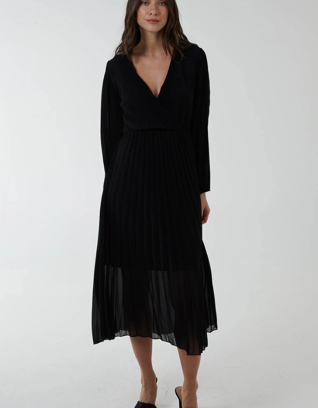Wrap Front Pleated Maxi Dress, 2 of 1