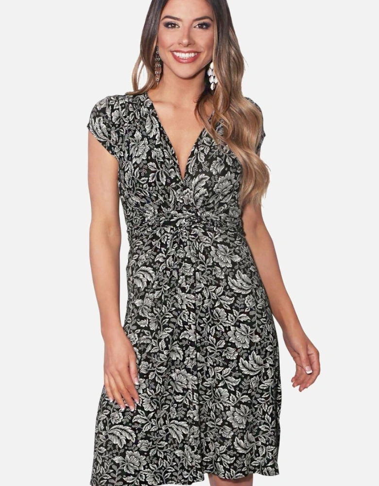 Leaf Print Knot Front Dress