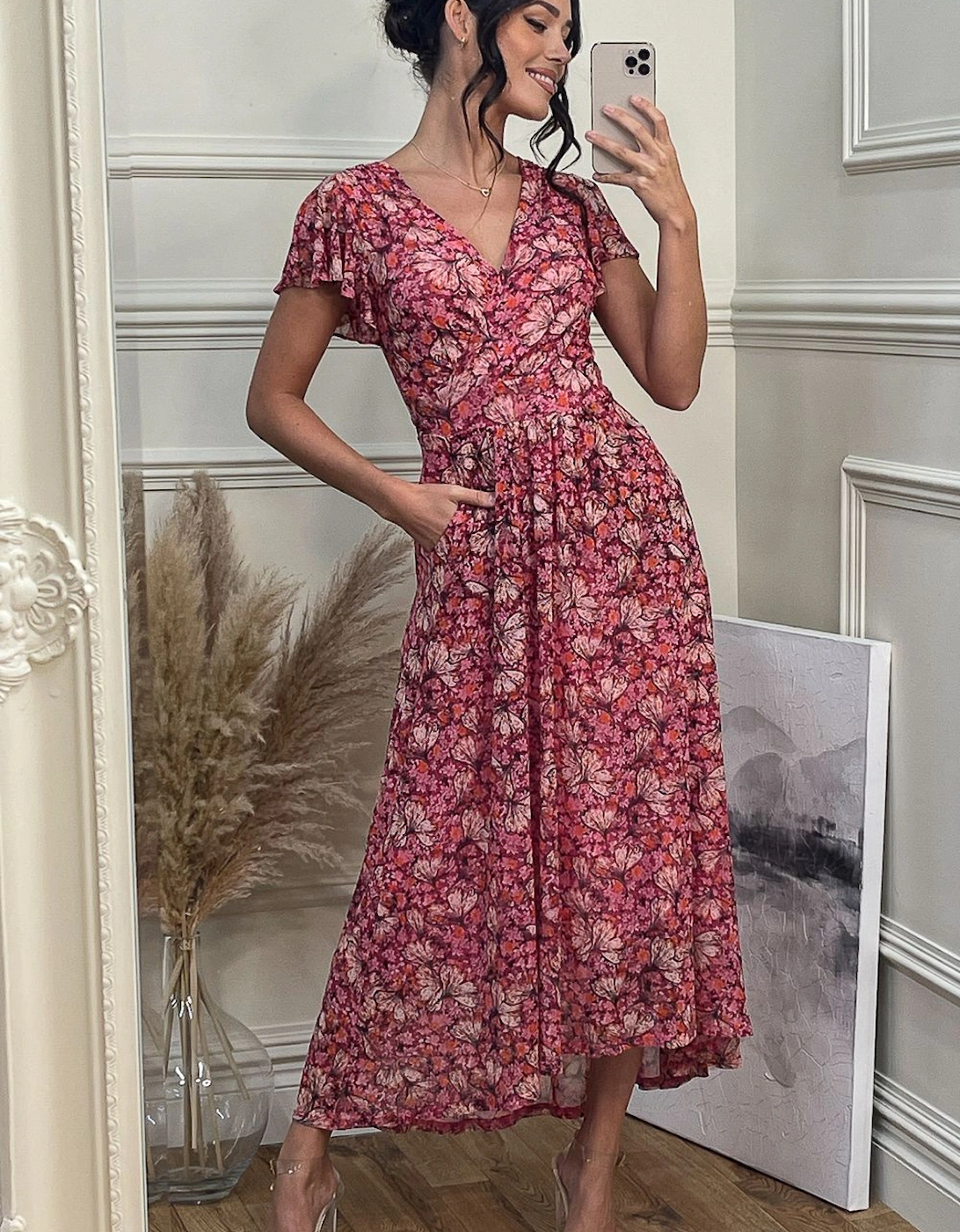 Mesh V-Neck Maxi Dress, 2 of 1