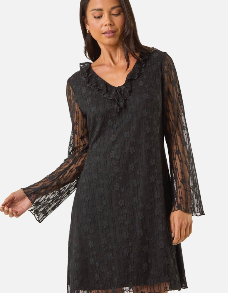 Petite Floral Frill Lace Dress