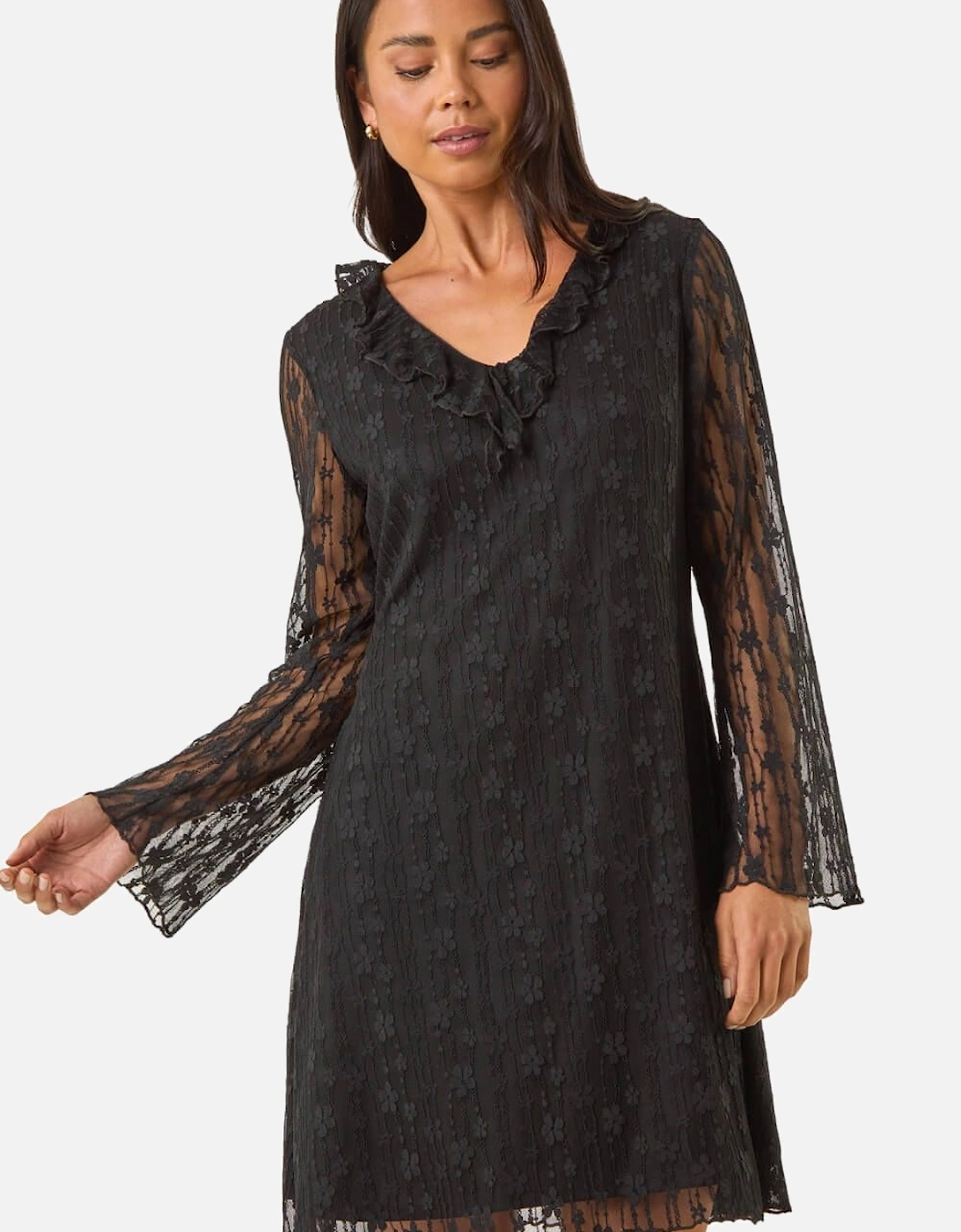 Petite Floral Frill Lace Dress, 2 of 1