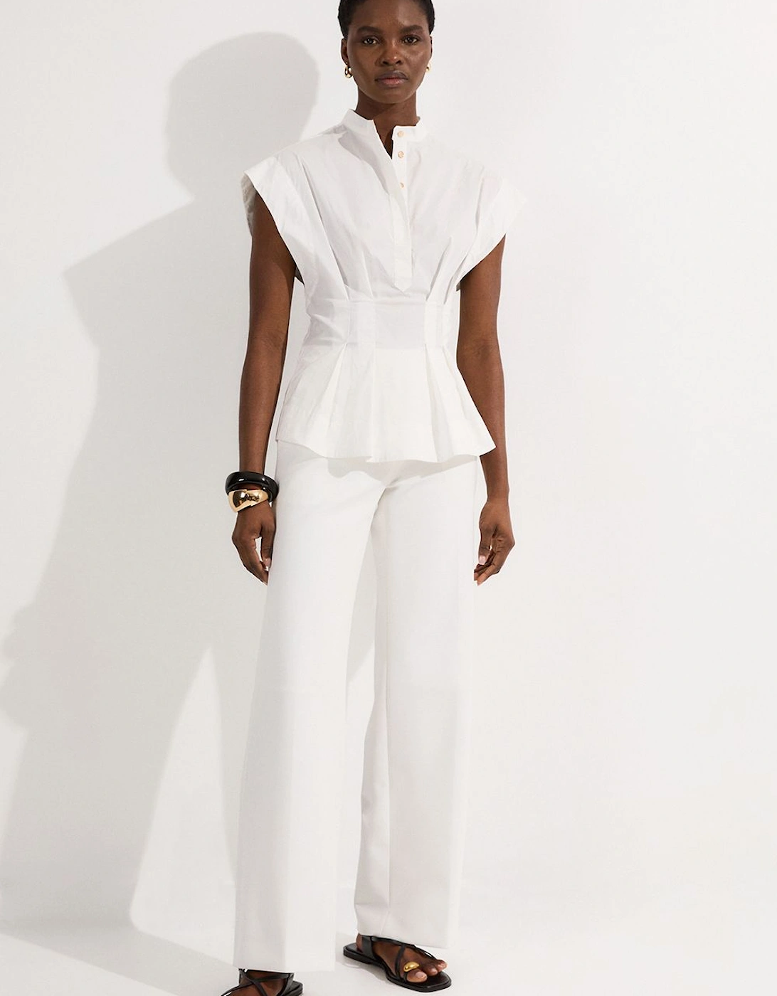 Compact Stretch Stab Stitch Detail Tailored Staight Leg Trousers, 2 of 1