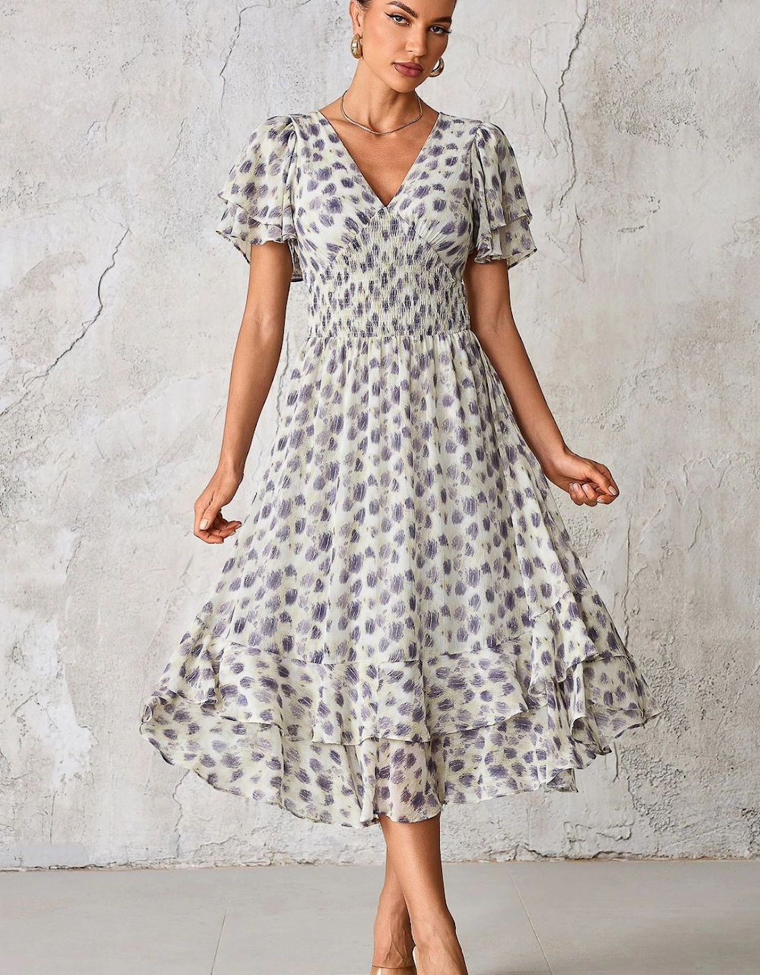 Frill Hem Chiffon Midi Dress, 2 of 1