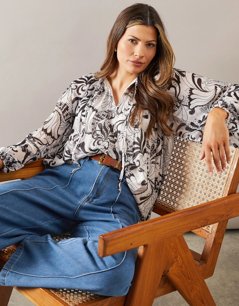 Floral Pleated Chiffon Blouse