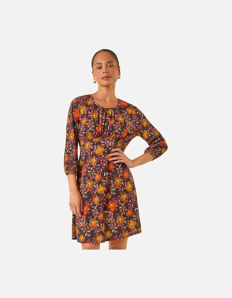 Petite Floral Gathered Short Dress