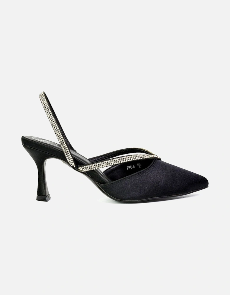'Marissa' Pointed Toe Diamante Sling Back Strappy Stiletto Bridal Heels