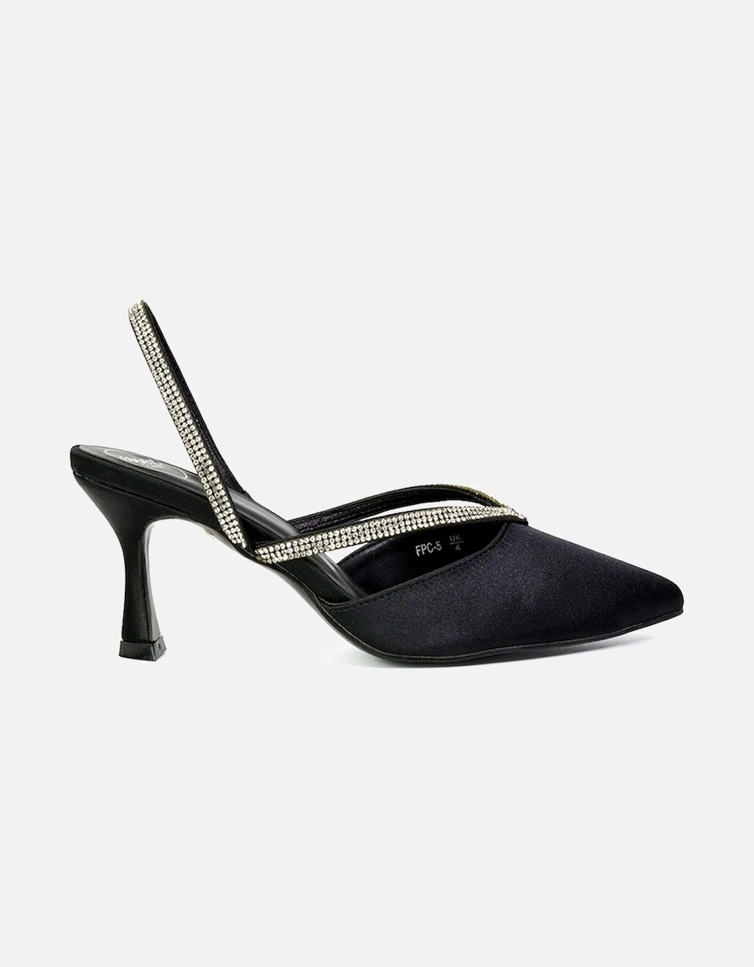 'Marissa' Pointed Toe Diamante Sling Back Strappy Stiletto Bridal Heels, 2 of 1