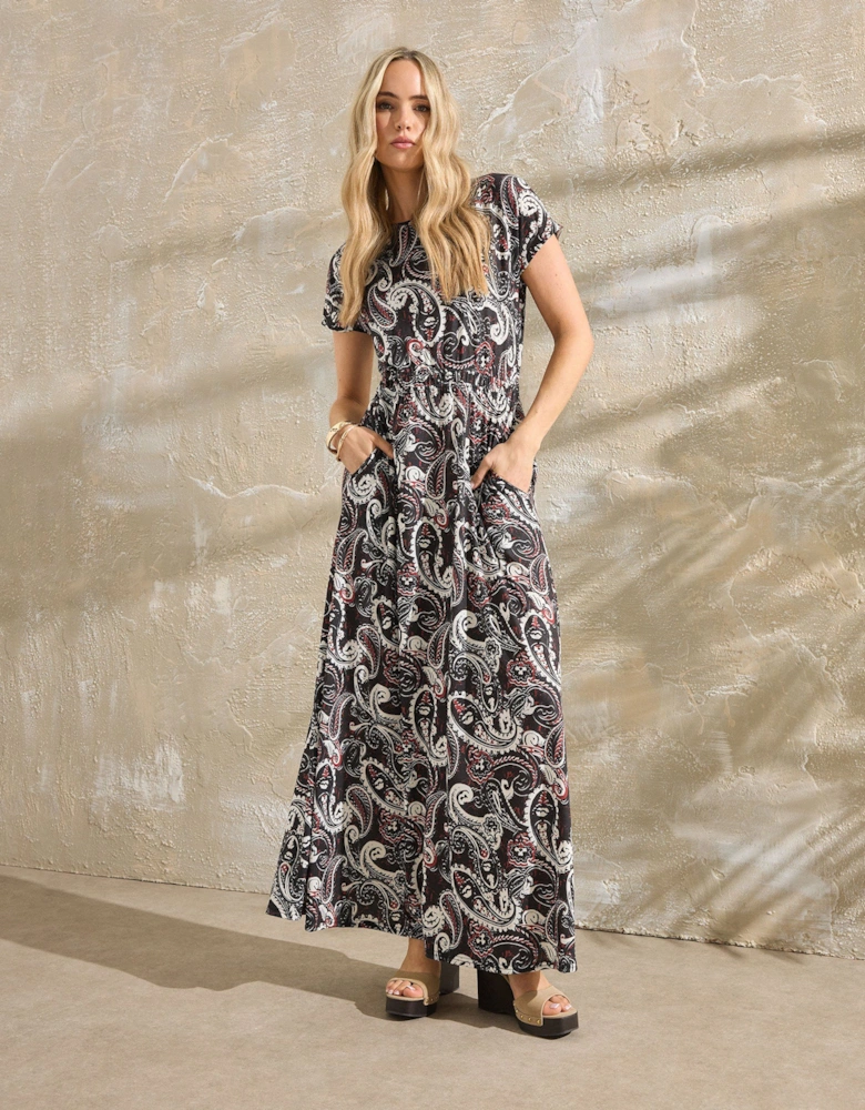 Tall Paisley Shirred Waist Maxi Dress