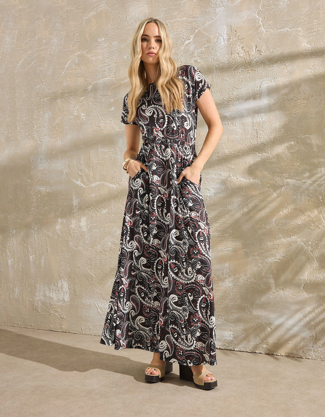 Tall Paisley Shirred Waist Maxi Dress, 2 of 1