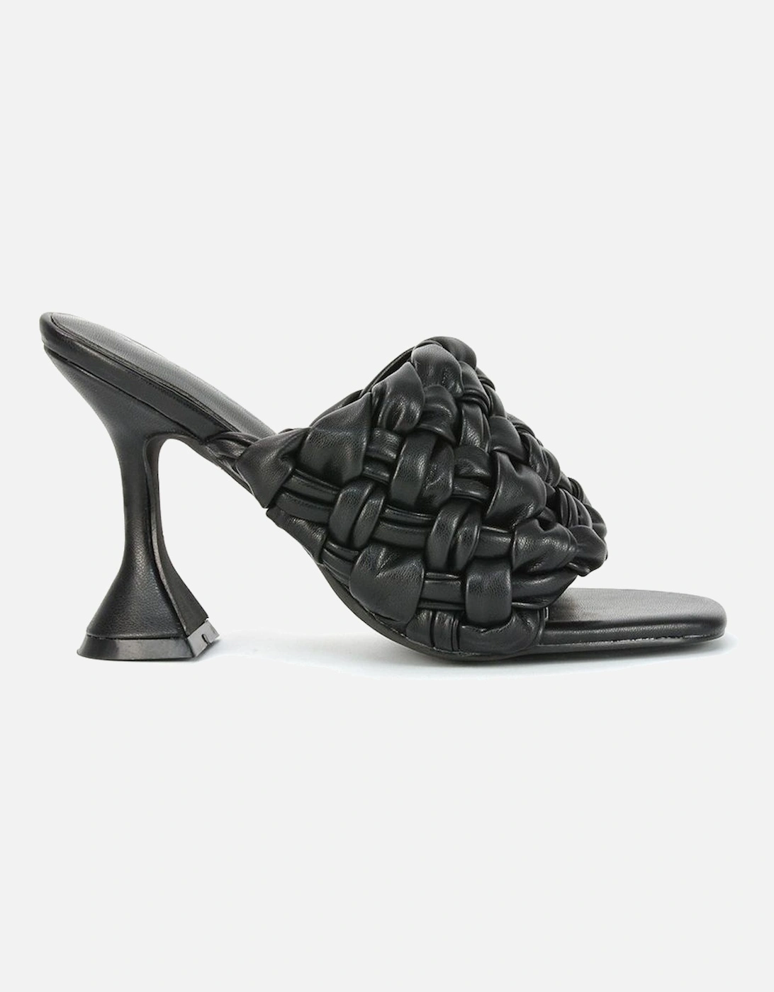 'Jaci' Woven Strap Square Toe Flared High Heel Mules, 2 of 1