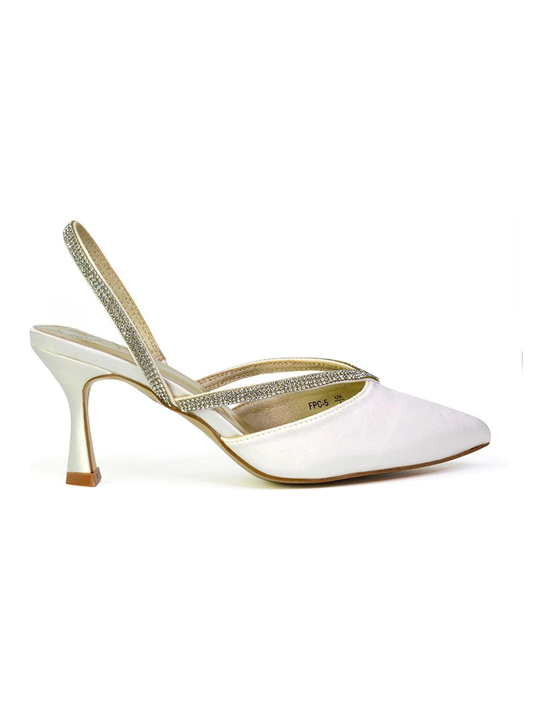 'Marissa' Pointed Toe Diamante Sling Back Strappy Stiletto Bridal Heels, 2 of 1