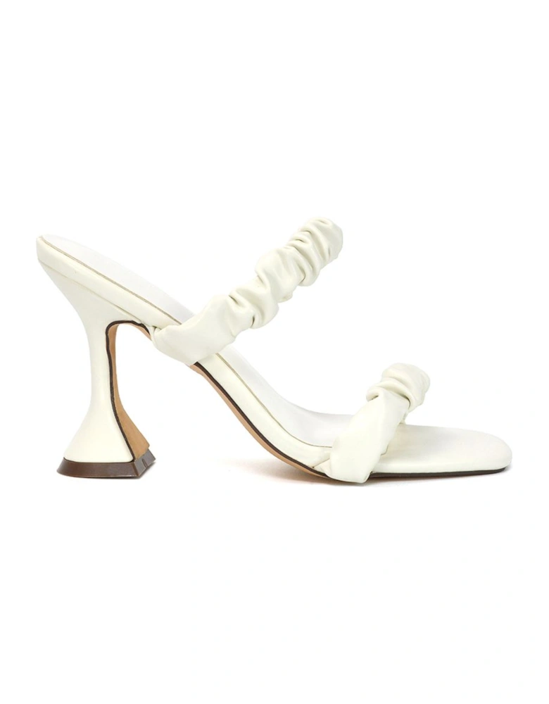 'Daphne' Slip On Sculptured High Heel Sandals With Ruched Double Strap