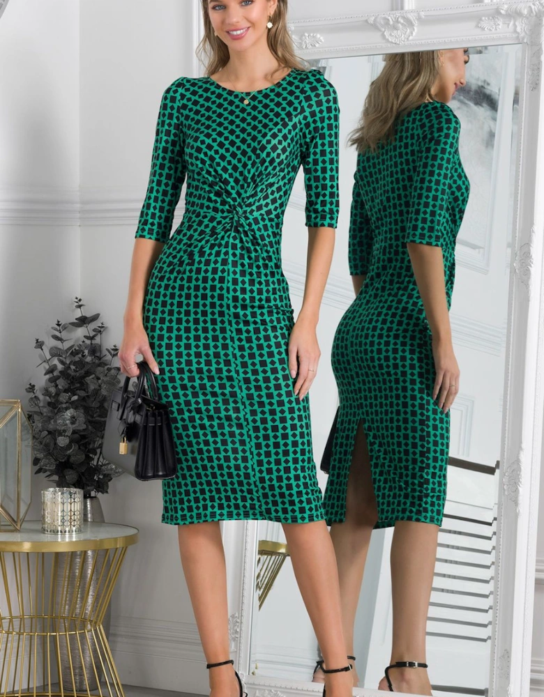 Qyara Jersey Twist Bodycon Midi Dress