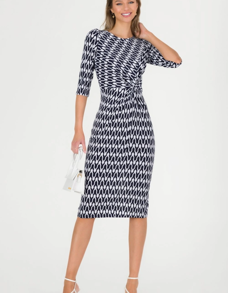Qyara Jersey Twist Bodycon Midi Dress