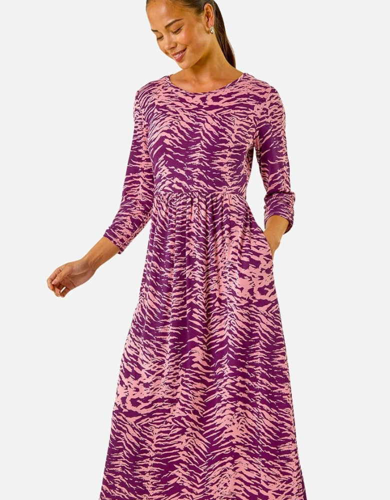 Petite Abstract Animal Pocket Dress