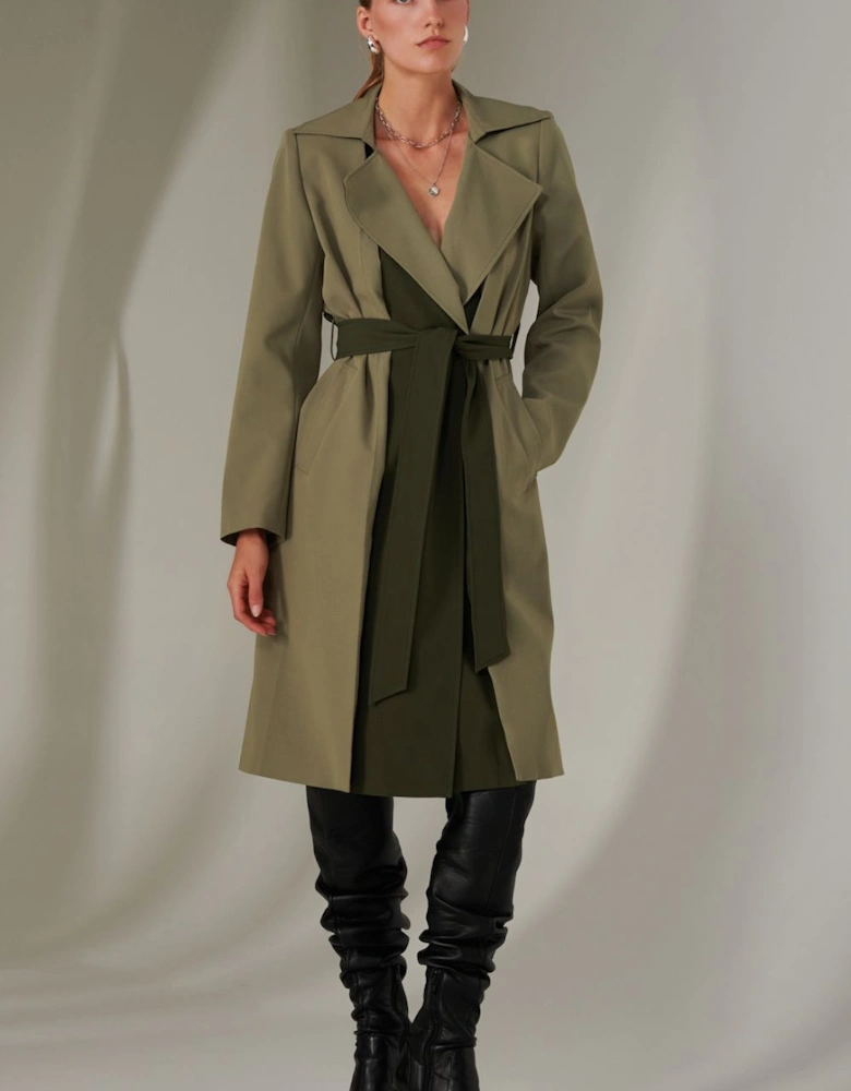 Two Tone Contrast Trench Coat