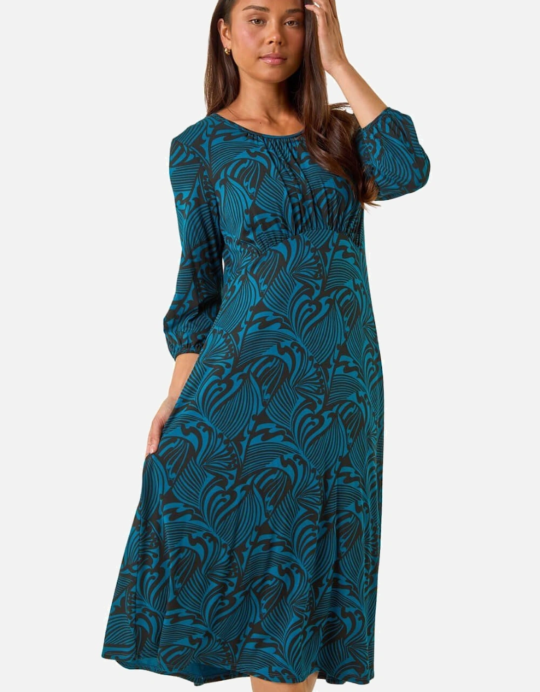 Petite Abstract Swirl Midi Dress, 2 of 1