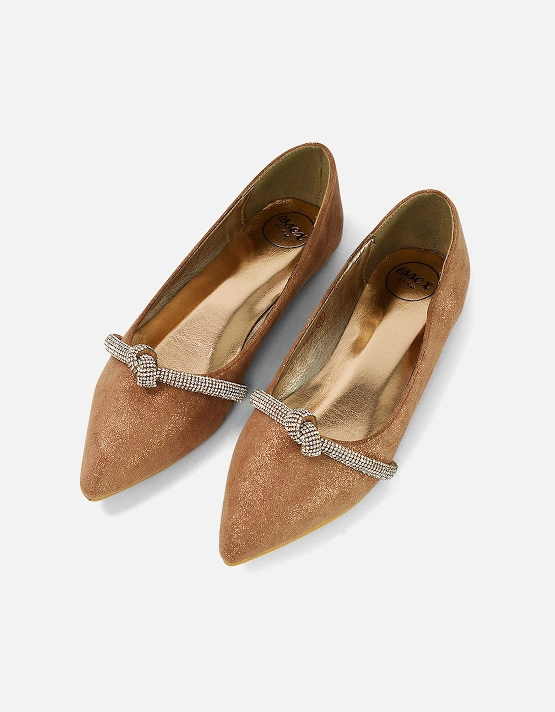 'Halley' Flat Heel Pointed Toe Sparkly Embellished Diamante Bridal Pumps, 2 of 1