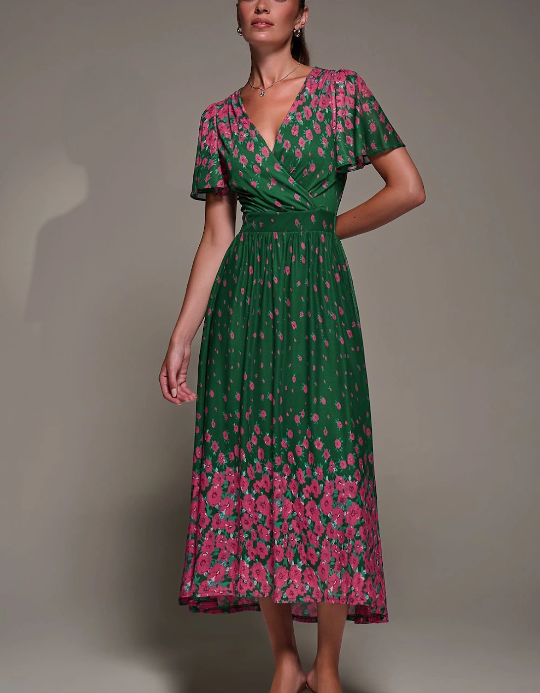 Mirrored Mesh Short Sleeve Midaxi Dress, 2 of 1
