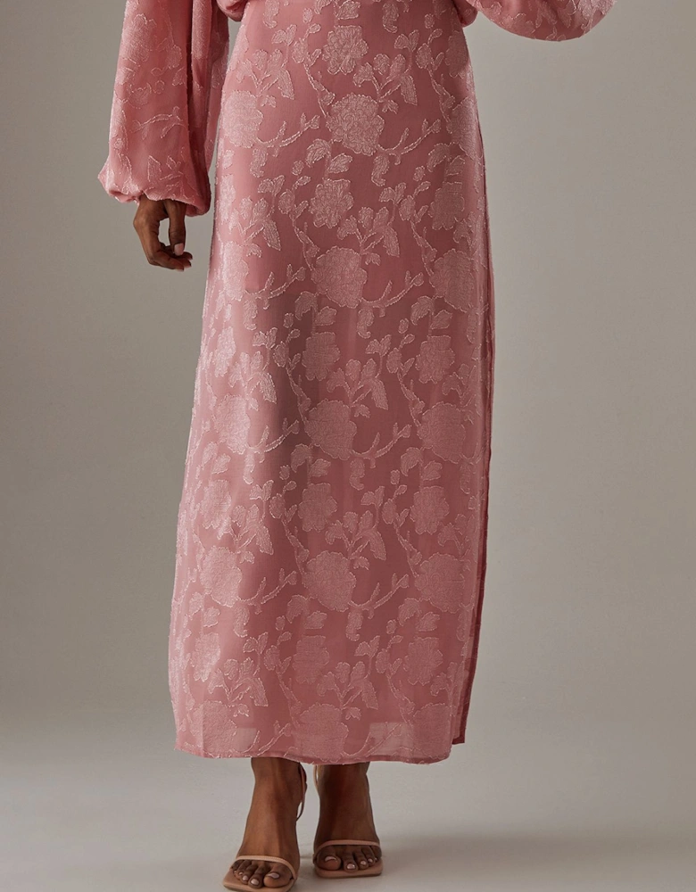 Chiffon Jacquard Bias Maxi Skirt
