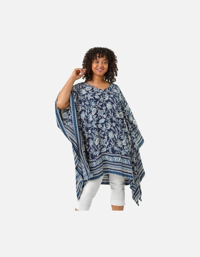 Curve Floral Border Print Kaftan