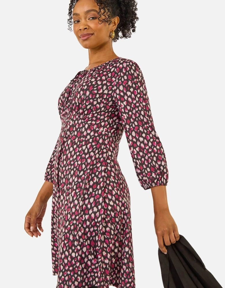 Petite Spot Tie Front Dress