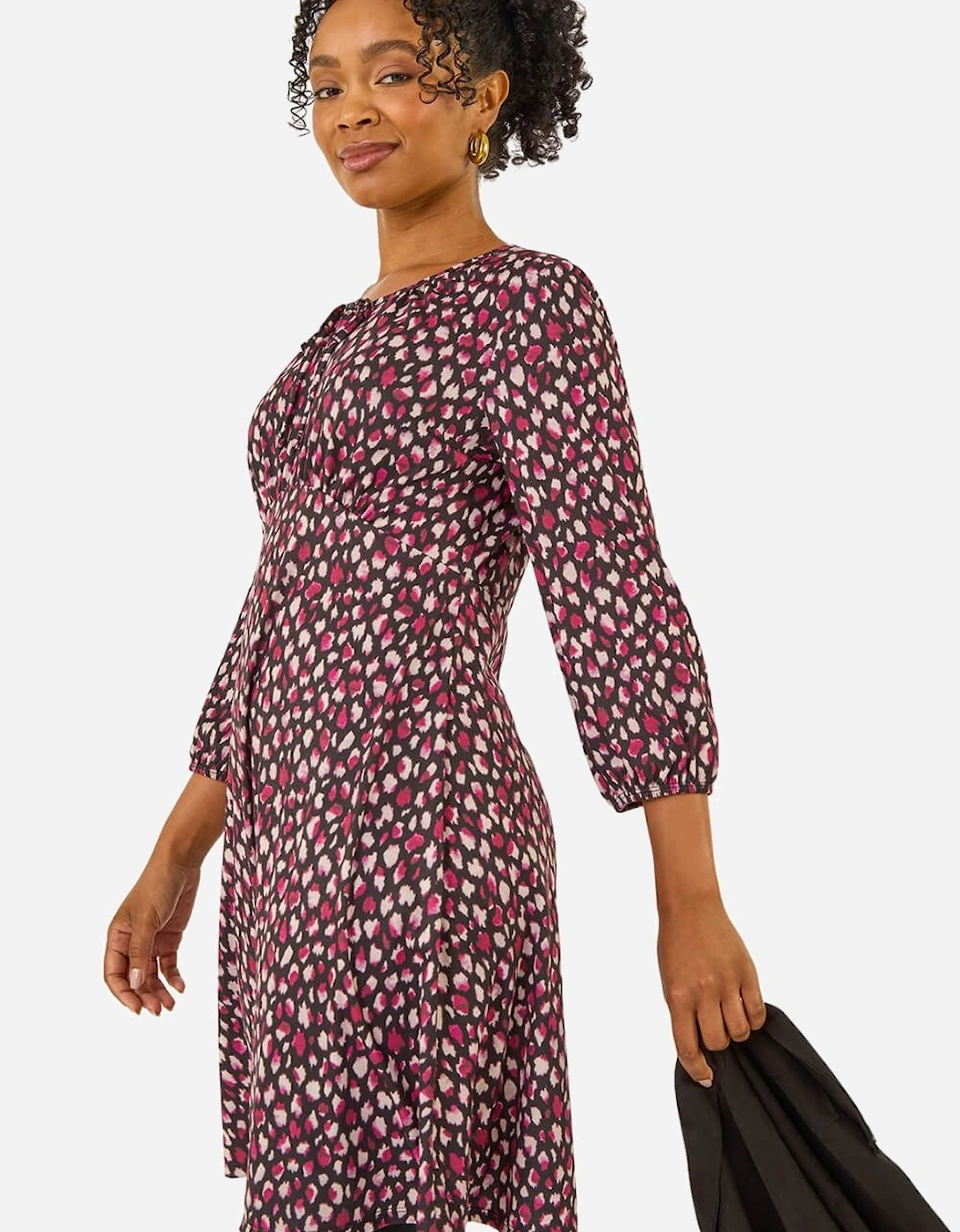 Petite Spot Tie Front Dress, 2 of 1